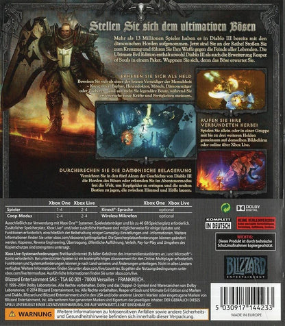 Diablo III: Reaper of Souls - Ultimate Evil Edition - Xbox One Rückseite