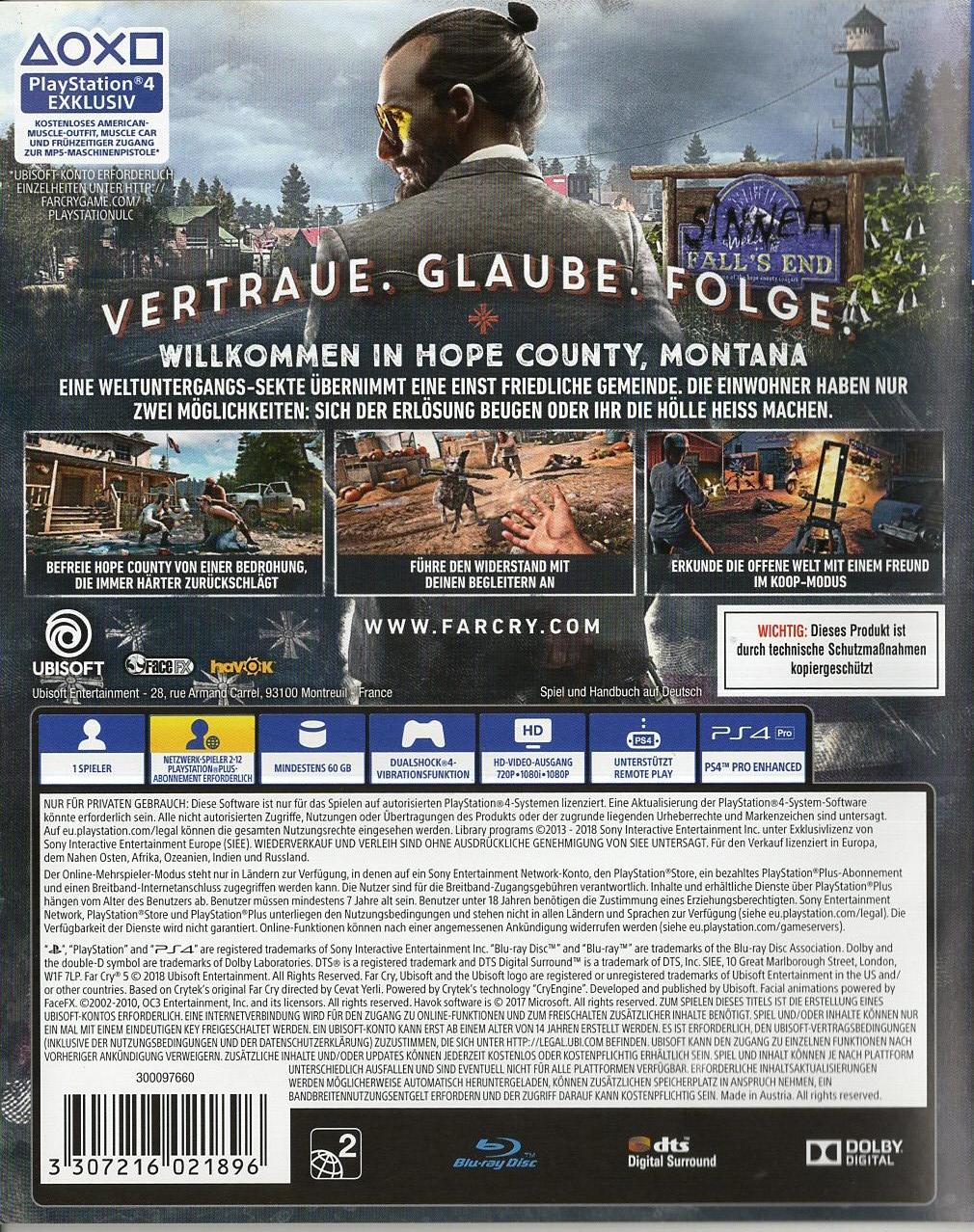 Far Cry 5 - PlayStation 4 Rückseite