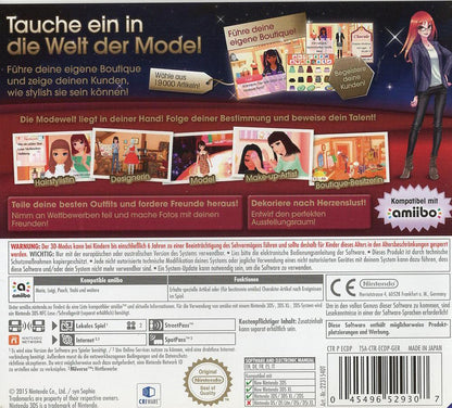 New Style Boutique 2: Mode von morgen - Nintendo 3DS Rückseite