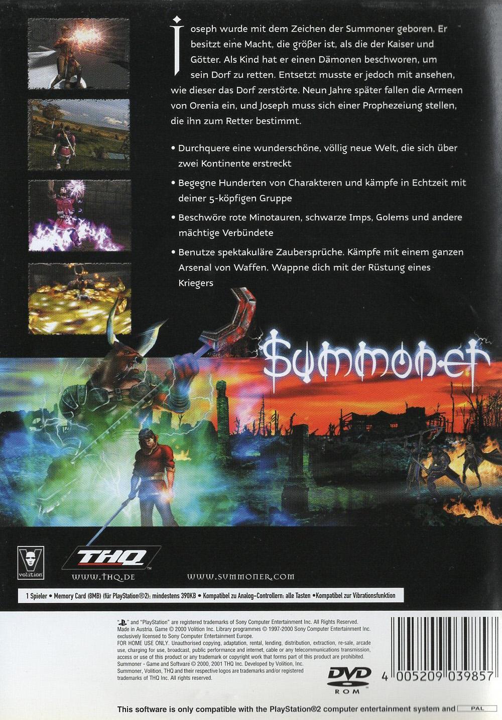 Summoner - PlayStation 2 Rückseite