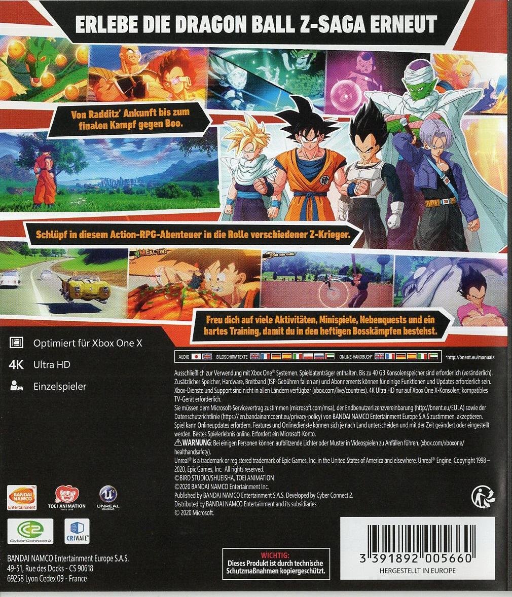 Dragon Ball Z: Kakarot - Xbox One Rückseite