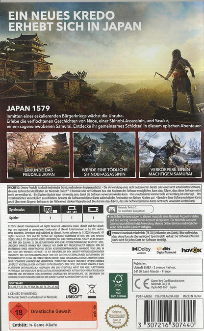 Assassin's Creed Shadows - Nintendo Switch 2 Rückseite