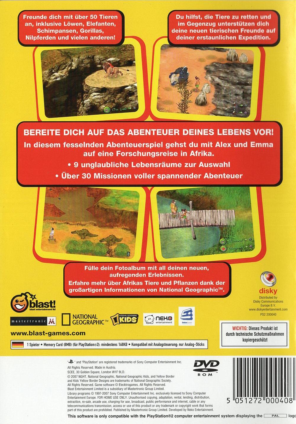 National Geographic: Safari-Abenteuer In Afrika - PlayStation 2 Rückseite