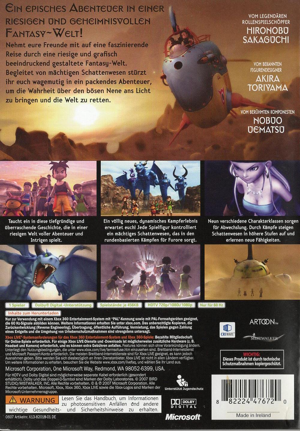 Blue Dragon - Xbox 360 Rückseite