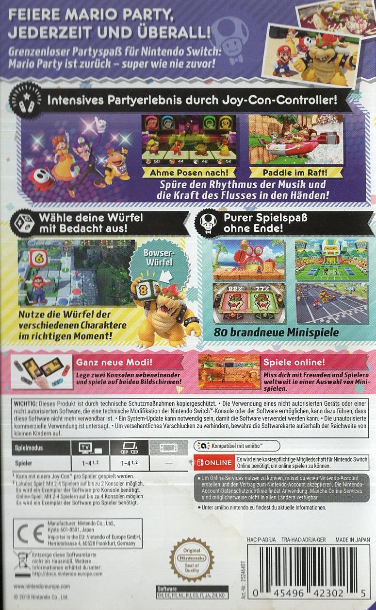 Super Mario Party - Nintendo Switch Rückseite