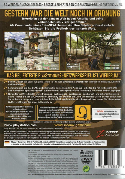 SOCOM II: U.S. Navy SEALs - PlayStation 2 Rückseite