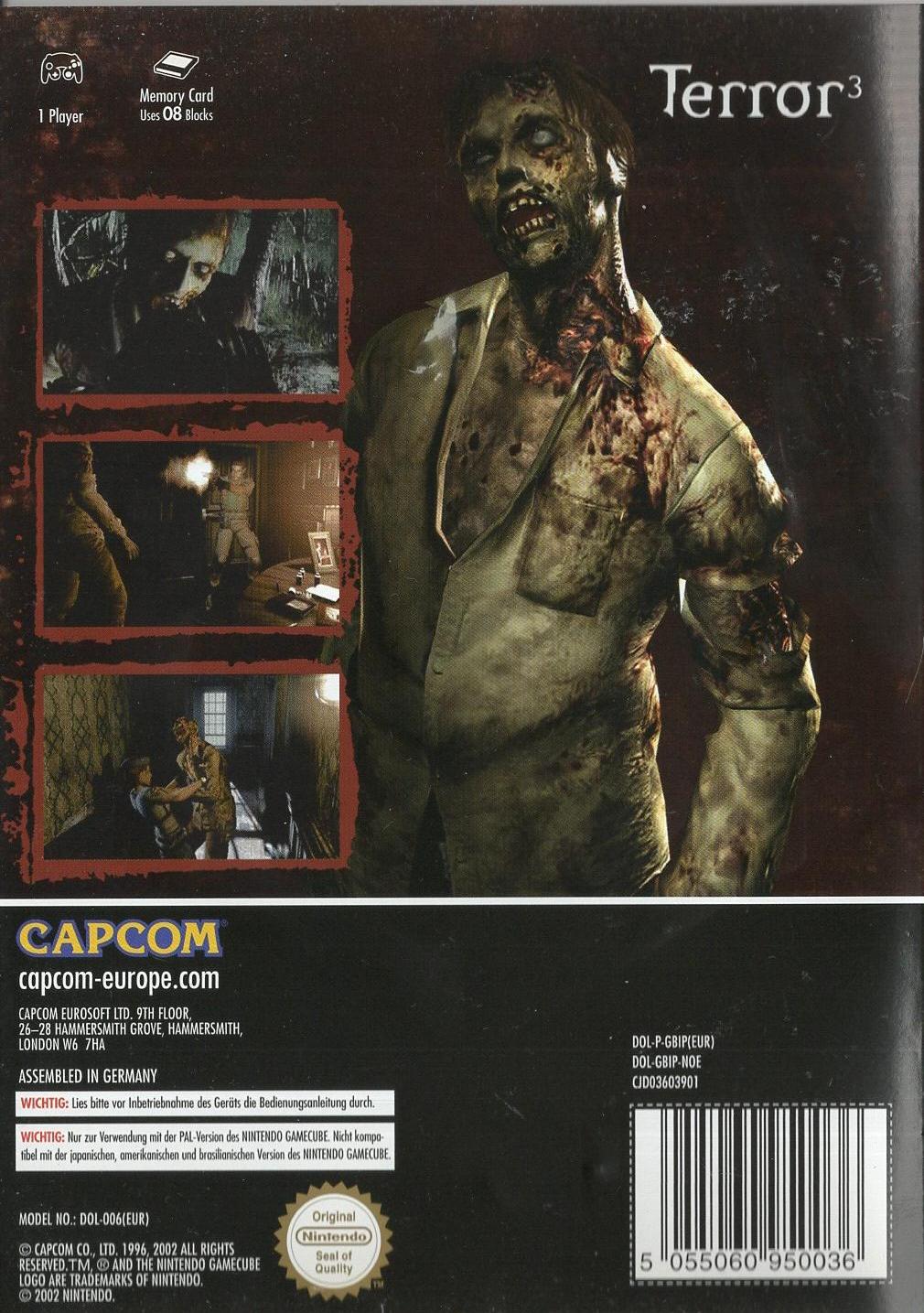 Resident Evil - Nintendo GameCube Rückseite