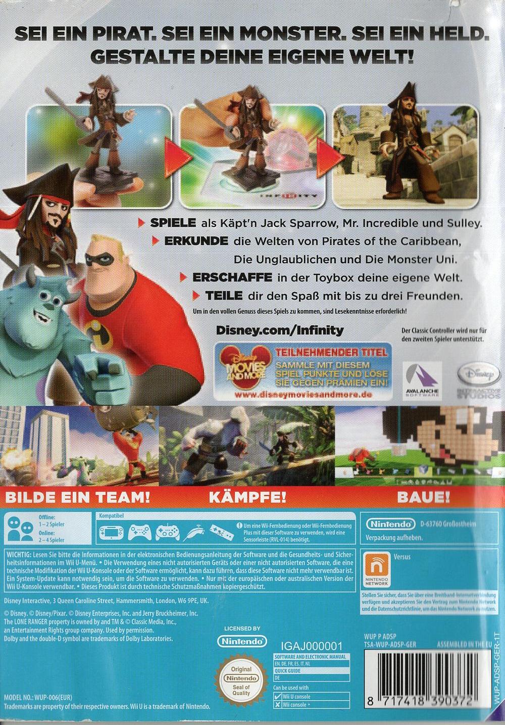 Disney Infinity - Nintendo Wii U Rückseite