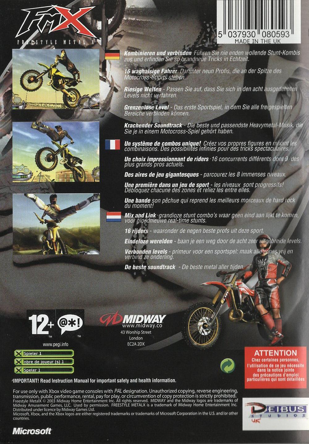 Freestyle Metal X - Xbox Rückseite