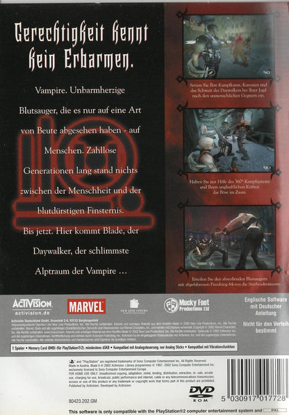 Blade II - PlayStation 2 Rückseite