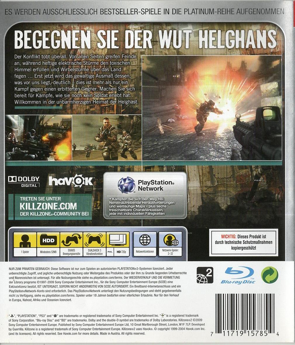 Killzone 2 - PlayStation 3 Rückseite