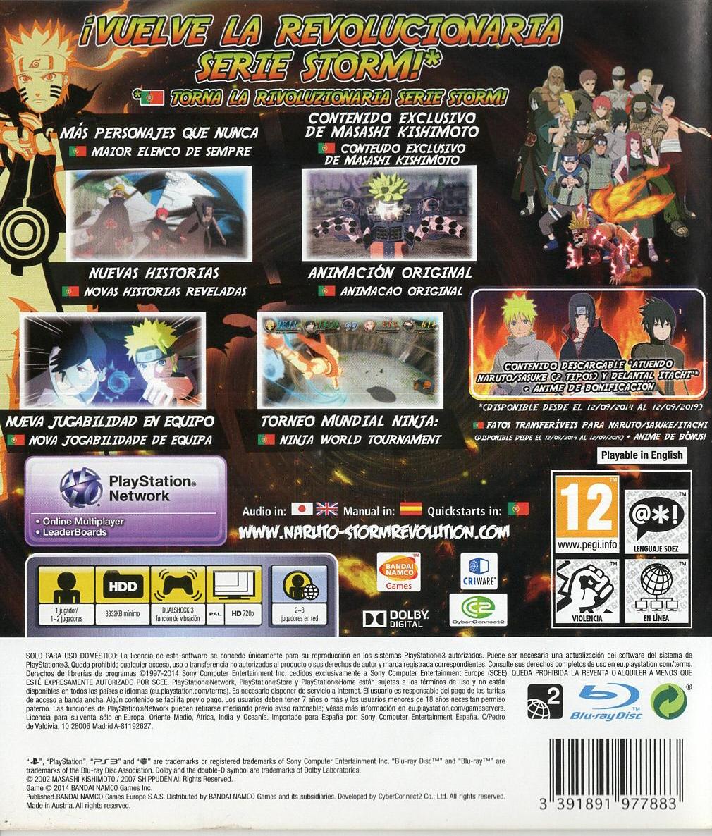 Naruto Shippuden: Ultimate Ninja Storm Revolution - PlayStation 3 Rückseite