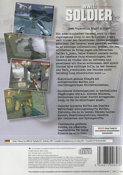 WWII: Soldier - PlayStation 2 Rückseite