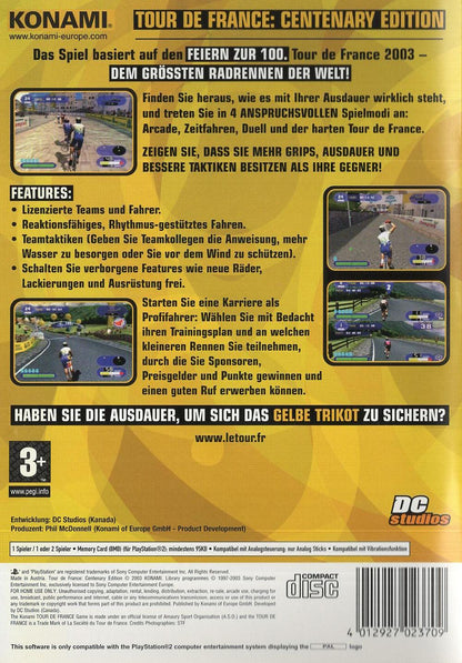 Tour de France: Centenary Edition - PlayStation 2 Rückseite