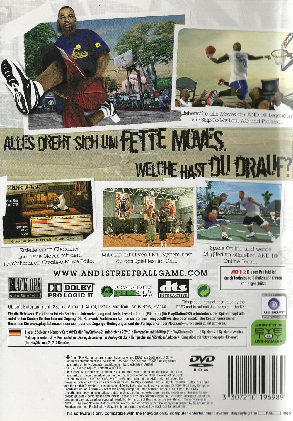 And 1 Streetball - PlayStation 2 Rückseite