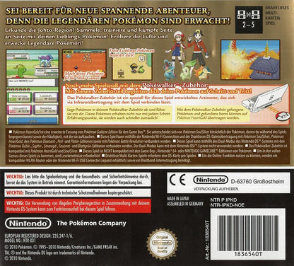 Pokémon Goldene Edition HeartGold - Nintendo DS Rückseite