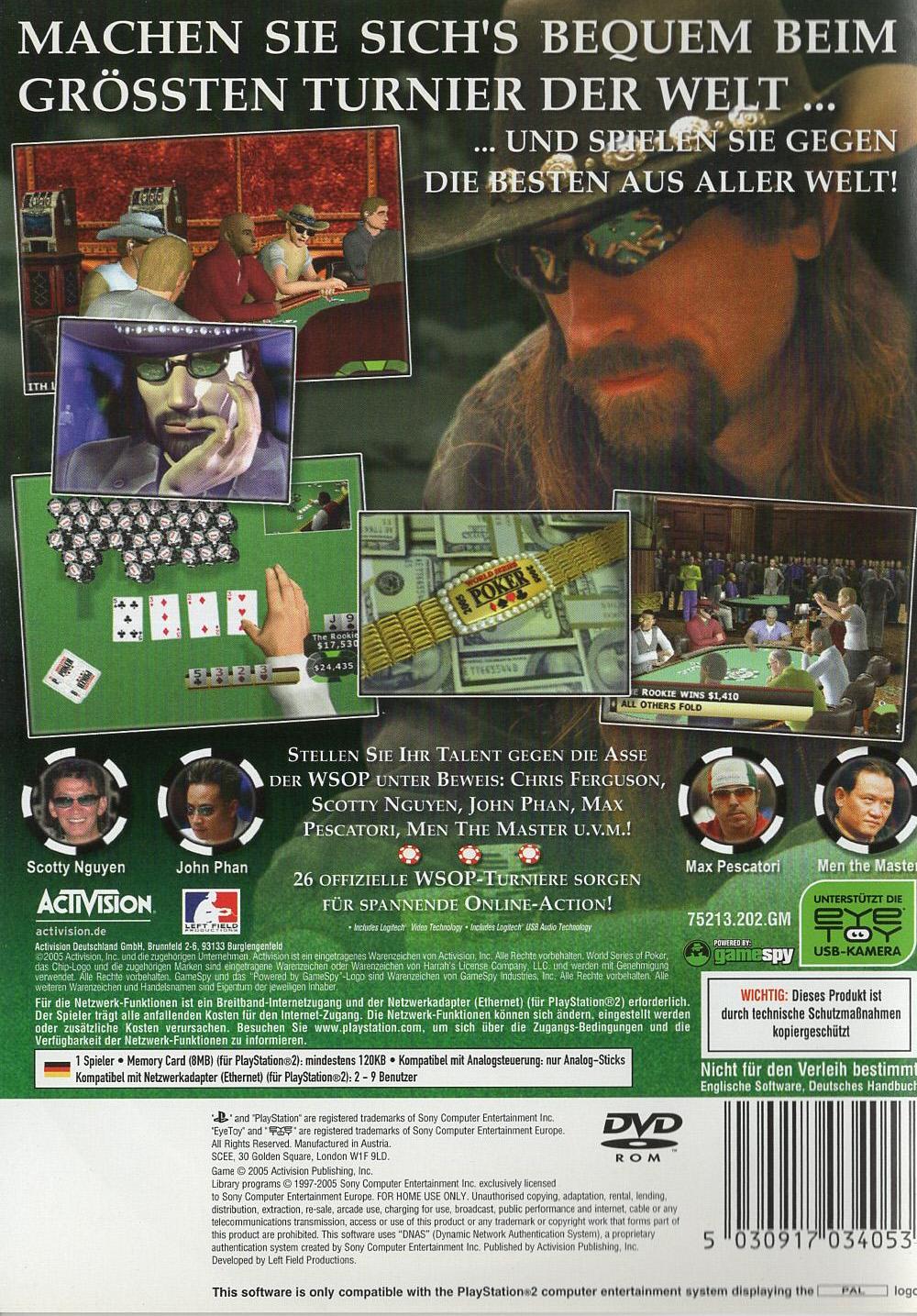 World Series of Poker - PlayStation 2 Rückseite