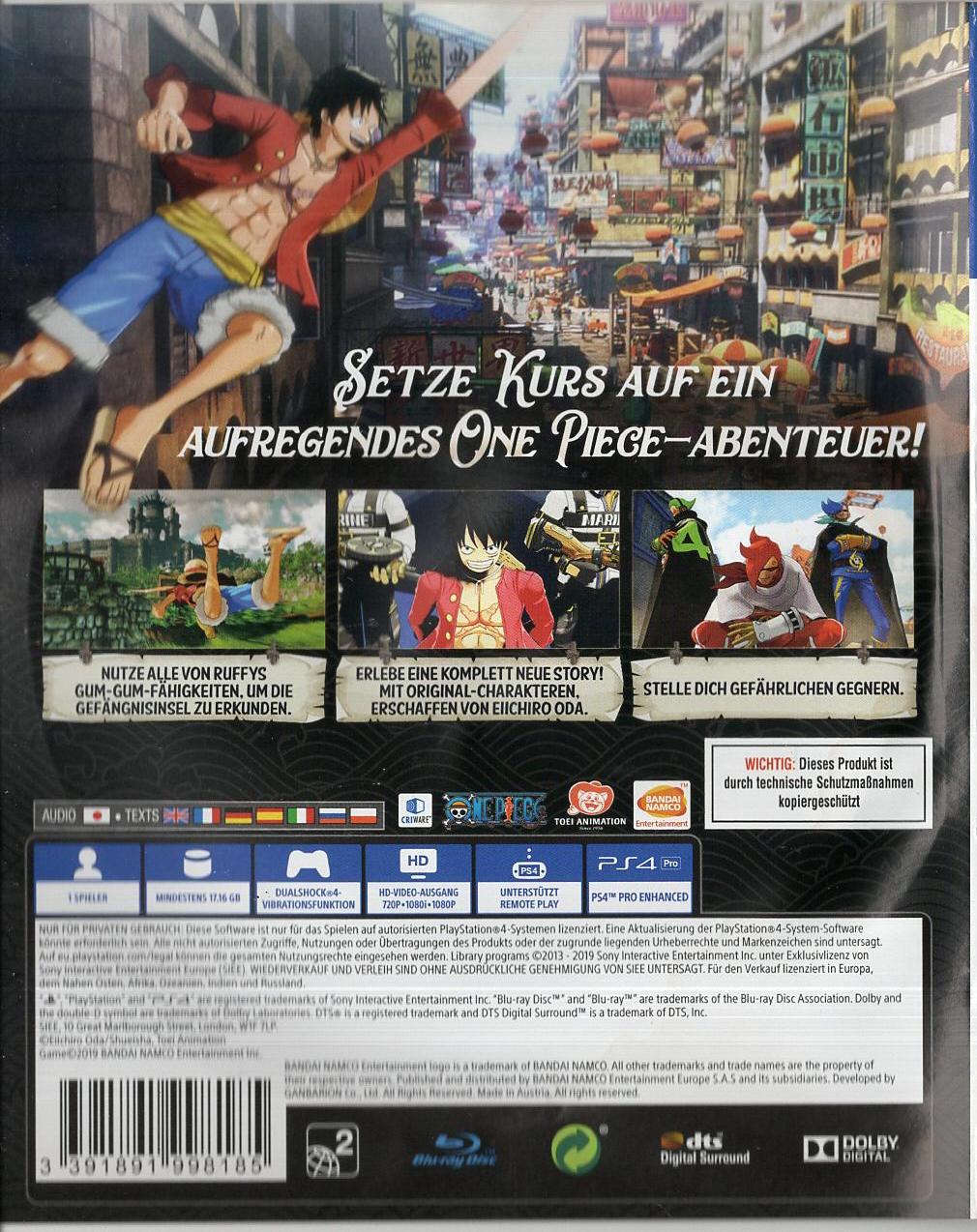 One Piece World Seeker - PlayStation 4 Rückseite