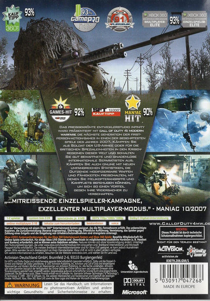 Call of Duty 4: Modern Warfare - Xbox 360 Rückseite