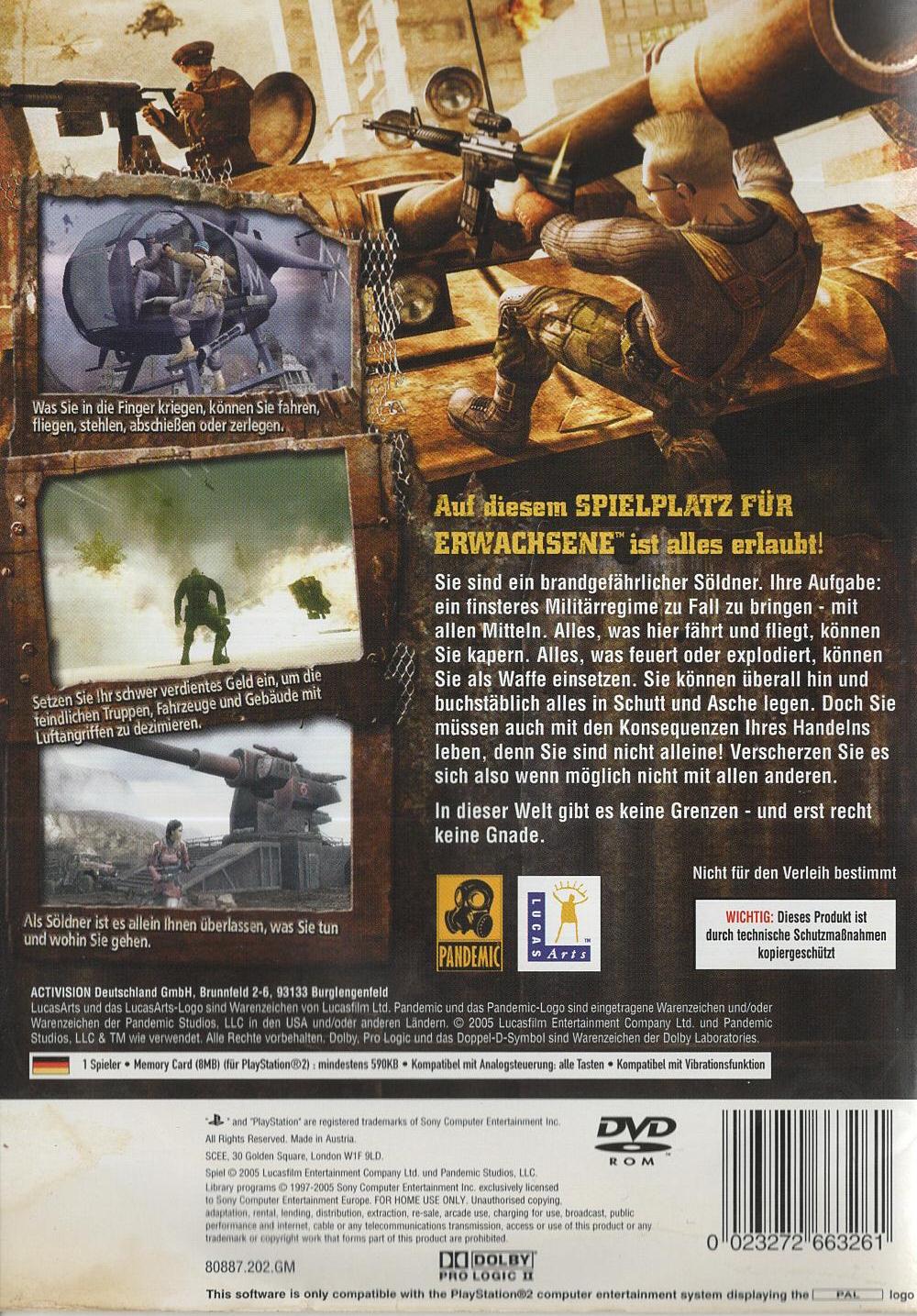 Mercenaries: Playground of Destruction - PlayStation 2 Rückseite