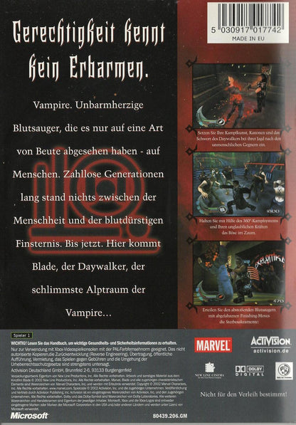 Blade II - Xbox Rückseite