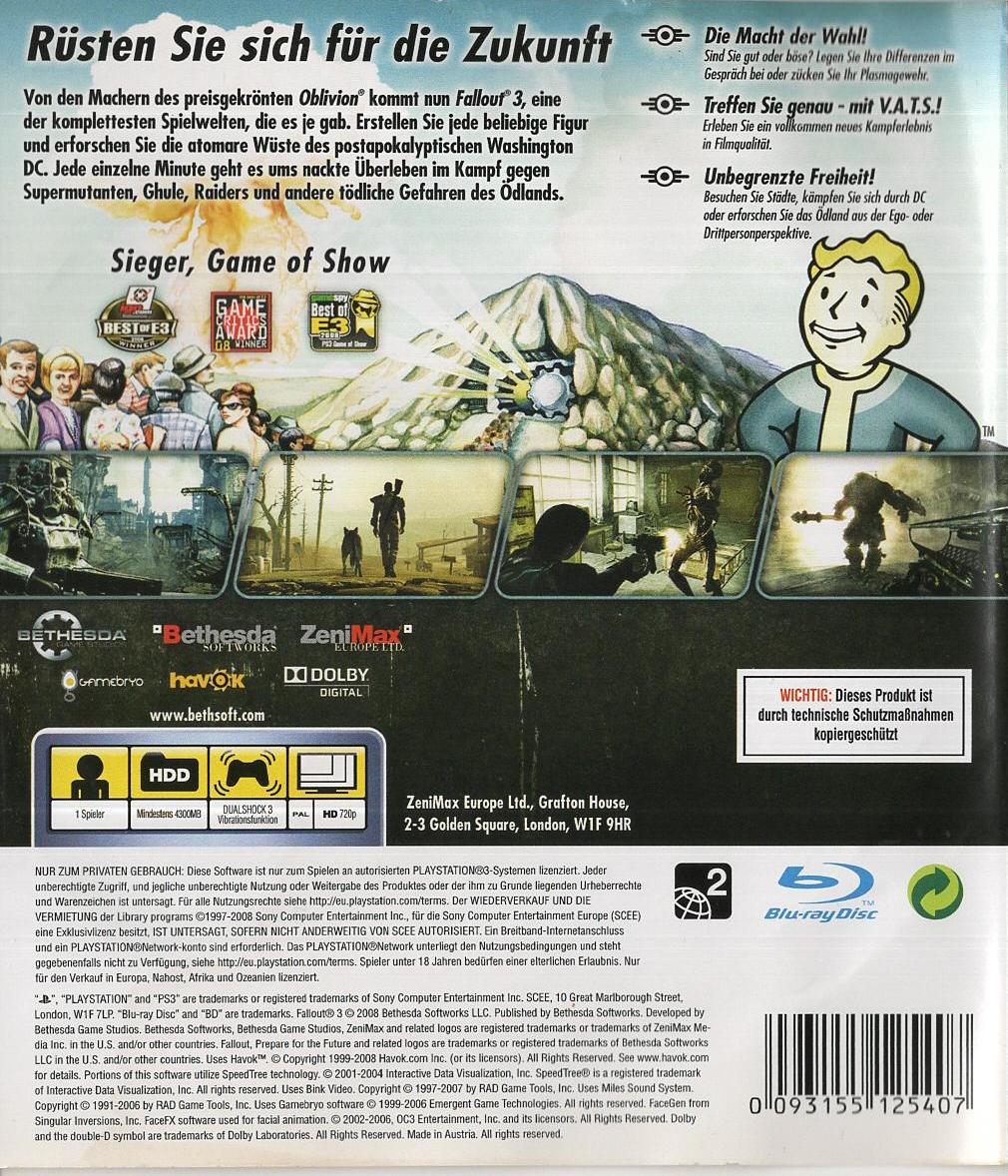 Fallout 3 - PlayStation 3 Rückseite