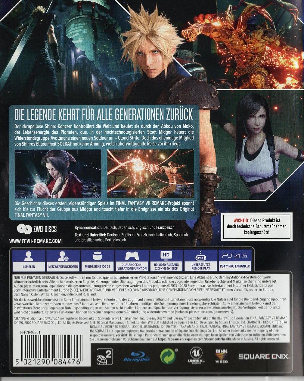 Final Fantasy VII Remake - PlayStation 4 Rückseite
