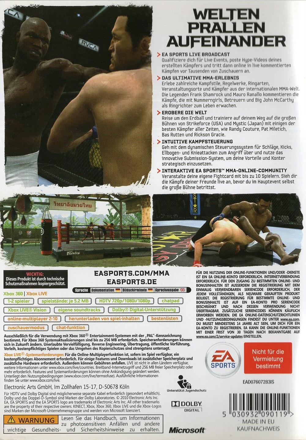 EA Sports MMA - Xbox 360 Rückseite