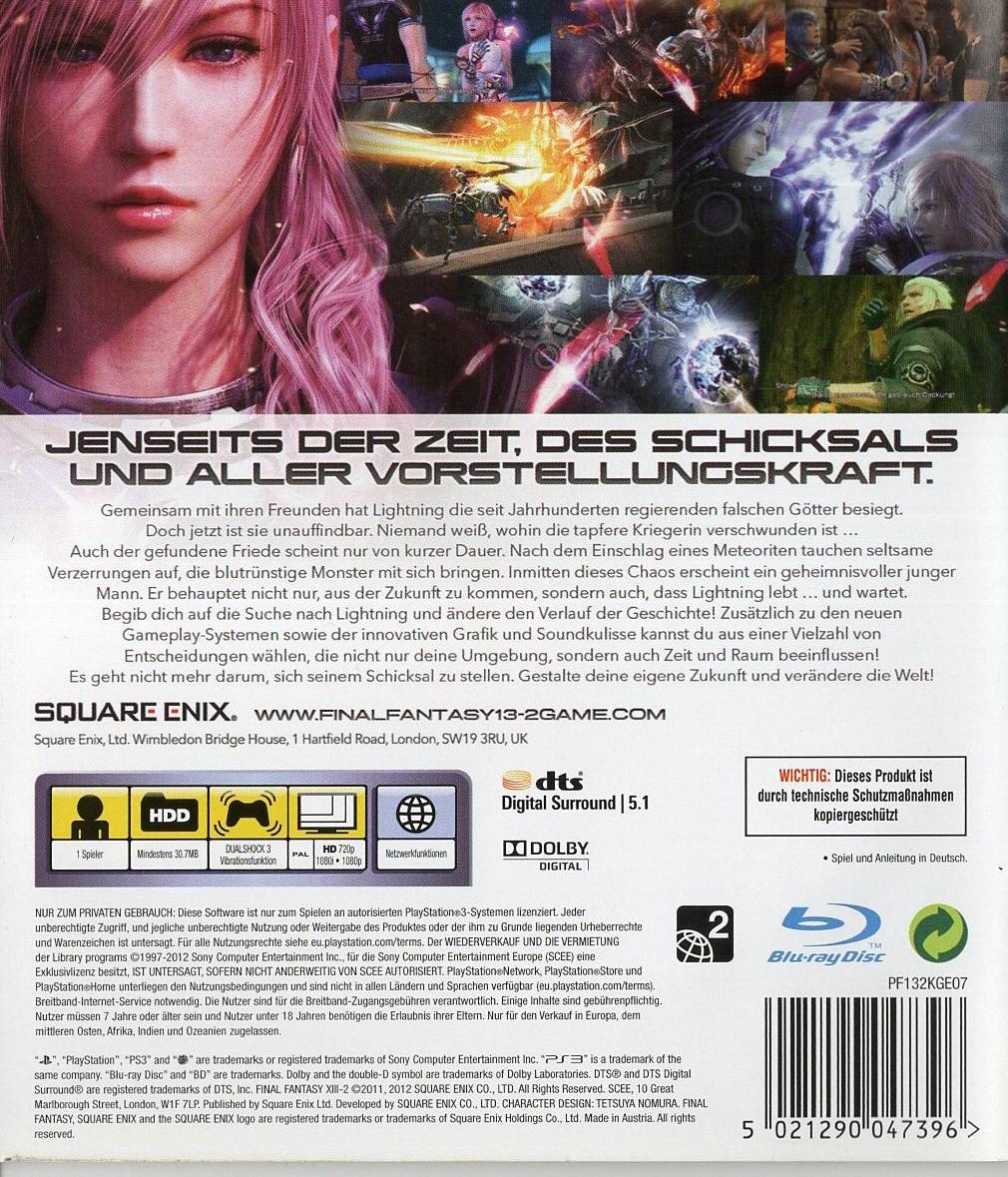 Final Fantasy XIII-2 - PlayStation 3 Rückseite