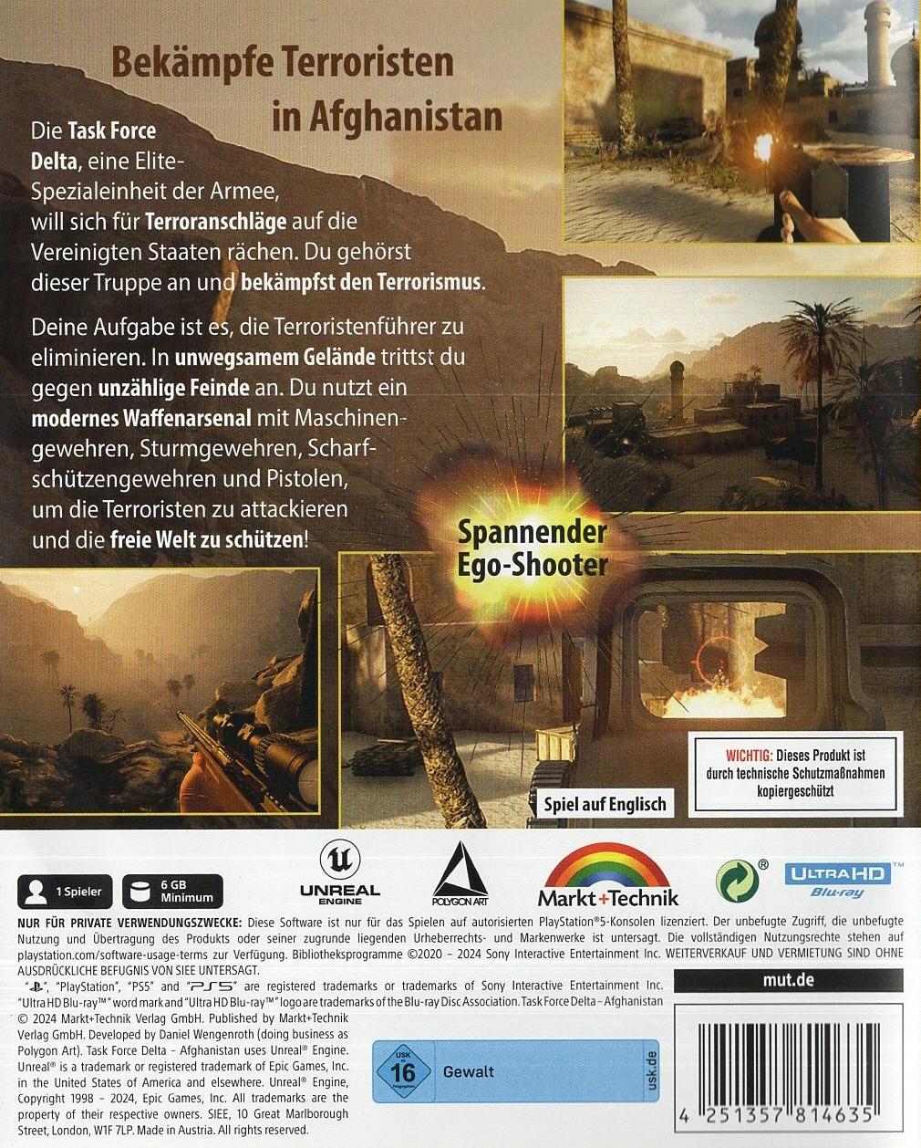 Task Force Delta: Afghanistan - PlayStation 5 Rückseite