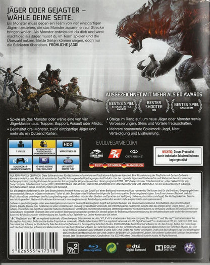Evolve - PlayStation 4 Rückseite
