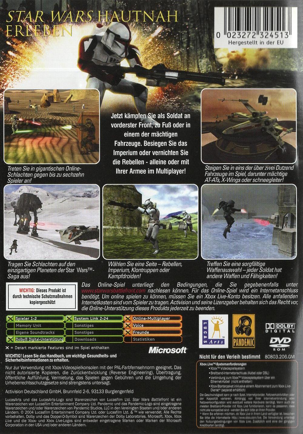 Star Wars: Battlefront - Xbox Rückseite