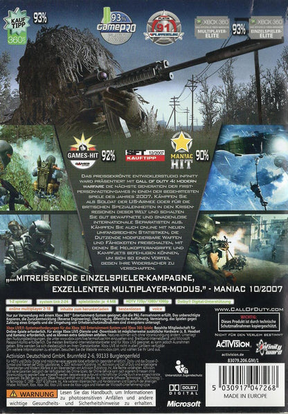 Call of Duty 4: Modern Warfare - Xbox 360 Rückseite
