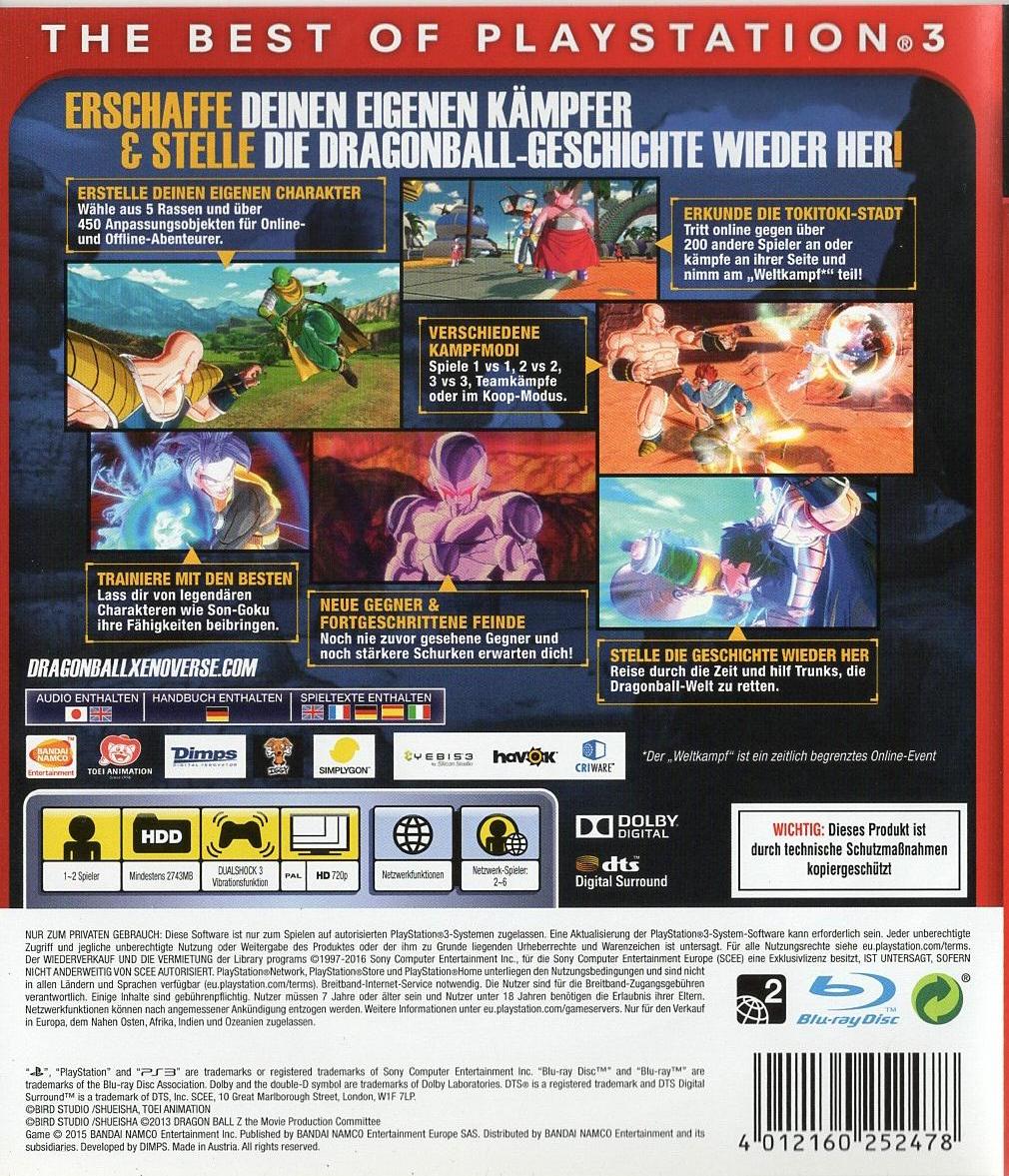 Dragon Ball Xenoverse - PlayStation 3 Rückseite