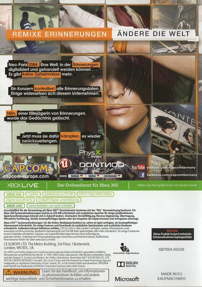 Remember Me - Xbox 360 Rückseite
