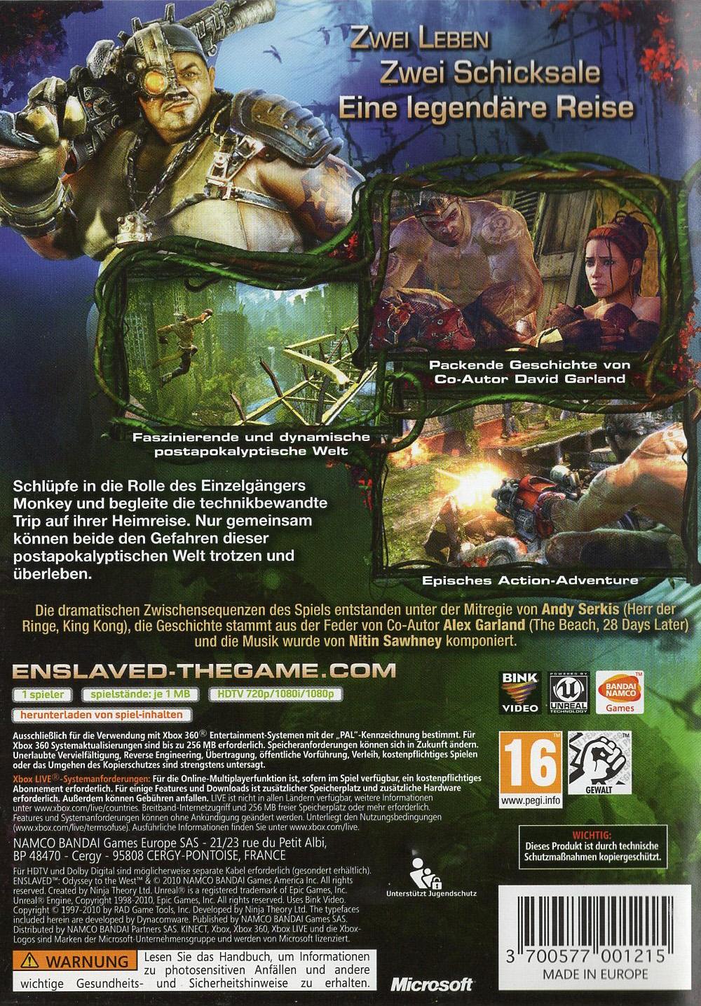Enslaved: Odyssey to the West - Xbox 360 Rückseite