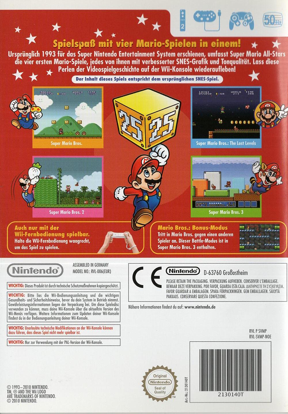 Super Mario All-Stars - Nintendo Wii Rückseite