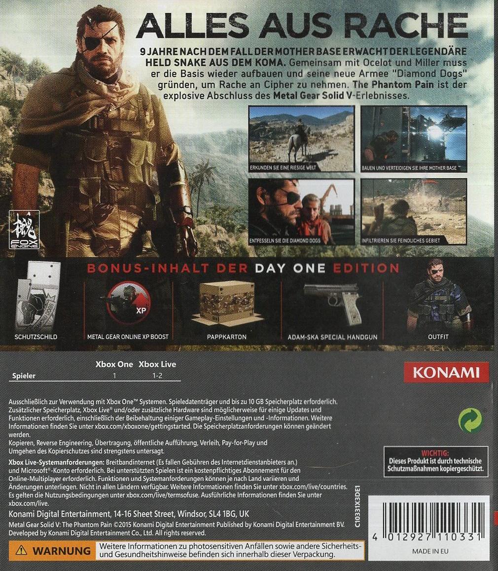 Metal Gear Solid V: The Phantom Pain - Xbox One Rückseite