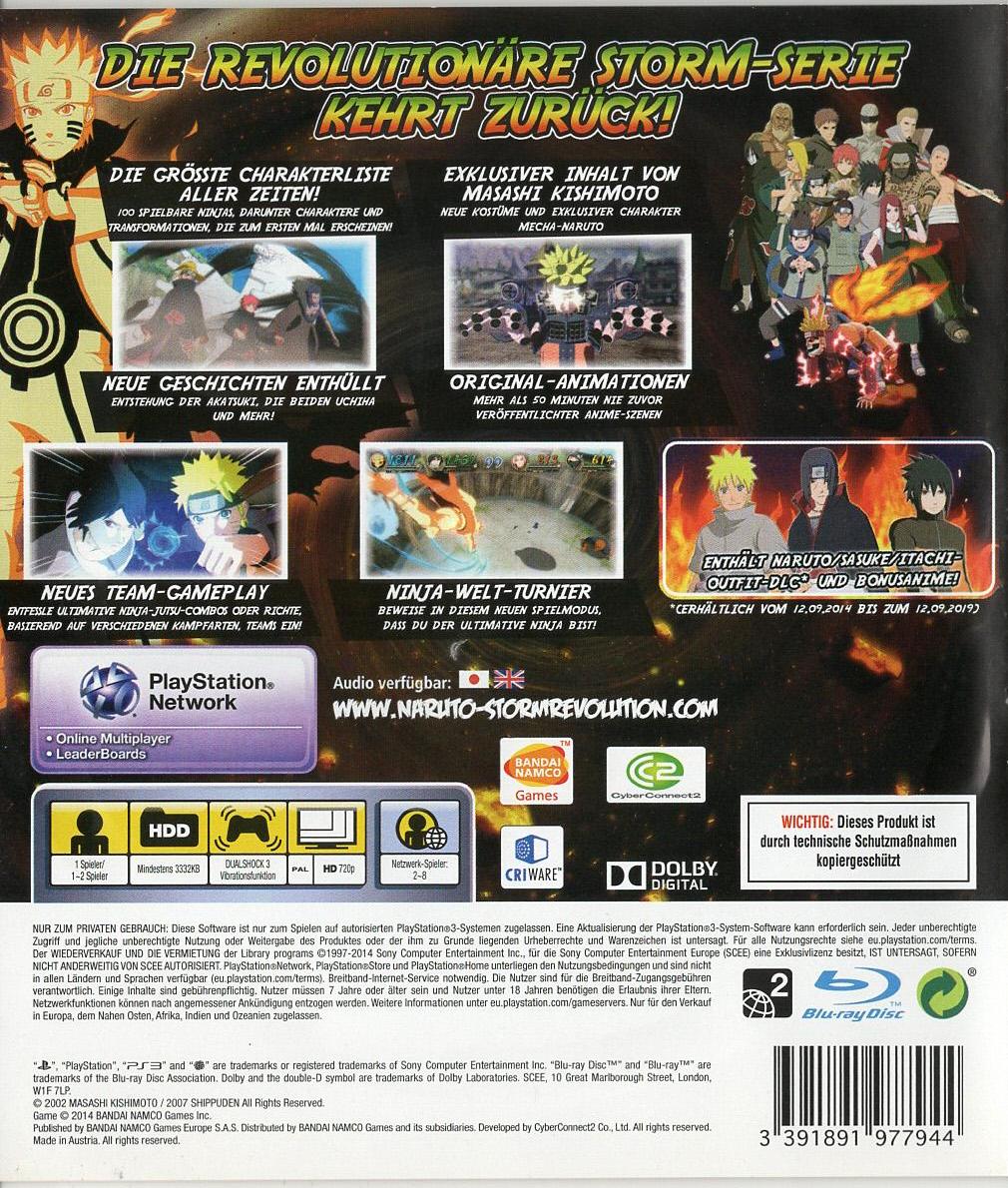 Naruto Shippuden: Ultimate Ninja Storm Revolution - PlayStation 3 Rückseite