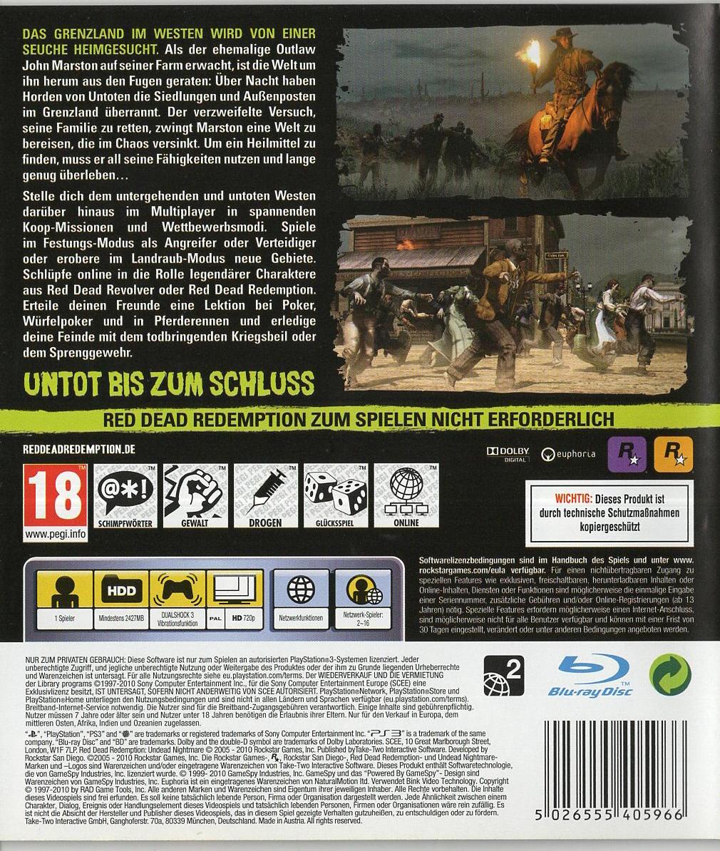 Red Dead Redemption: Undead Nightmare - PlayStation 3 Rückseite