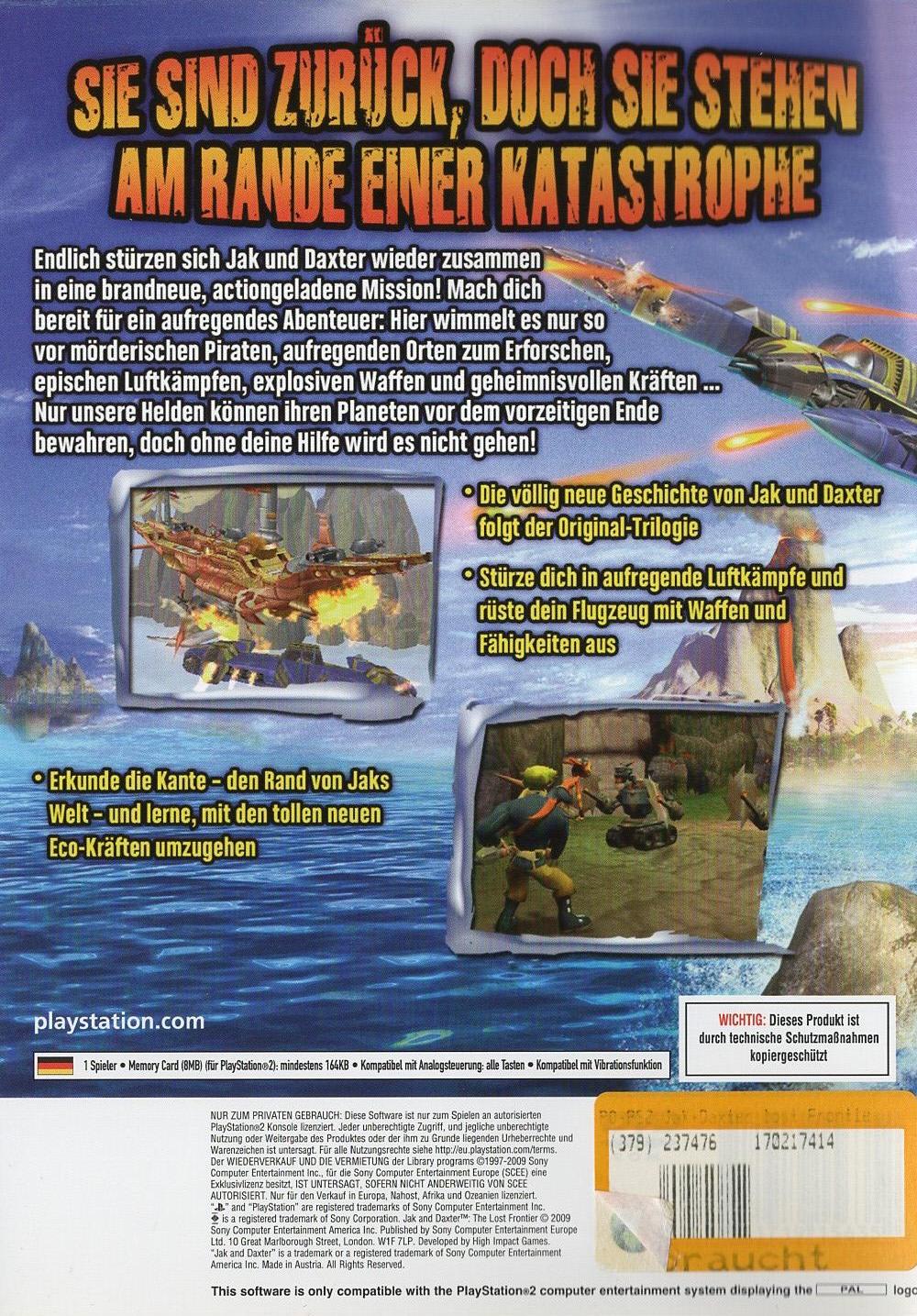 Jak and Daxter: The Lost Frontier - PlayStation 2 Rückseite