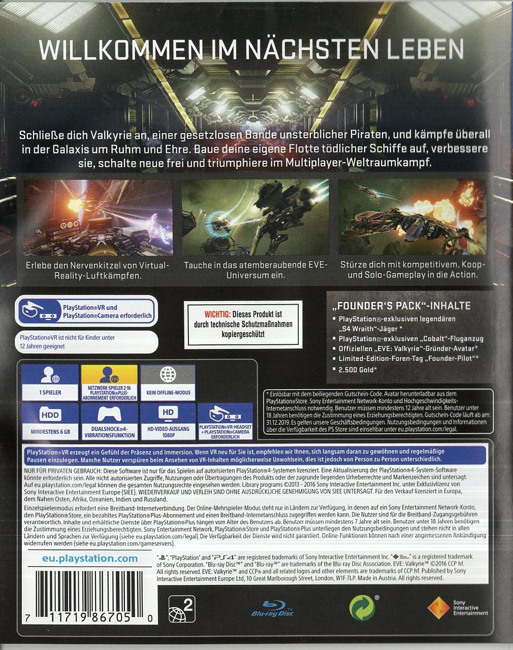 EVE: Valkyrie - PlayStation 4 Rückseite