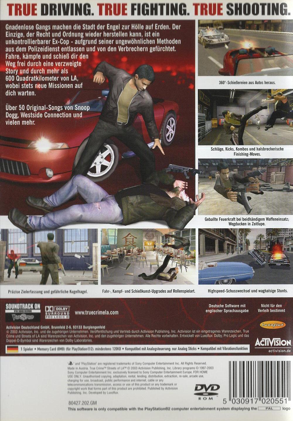 True Crime: Streets Of LA - PlayStation 2 Rückseite