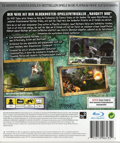 Uncharted: Drakes Schicksal - PlayStation 3 Rückseite