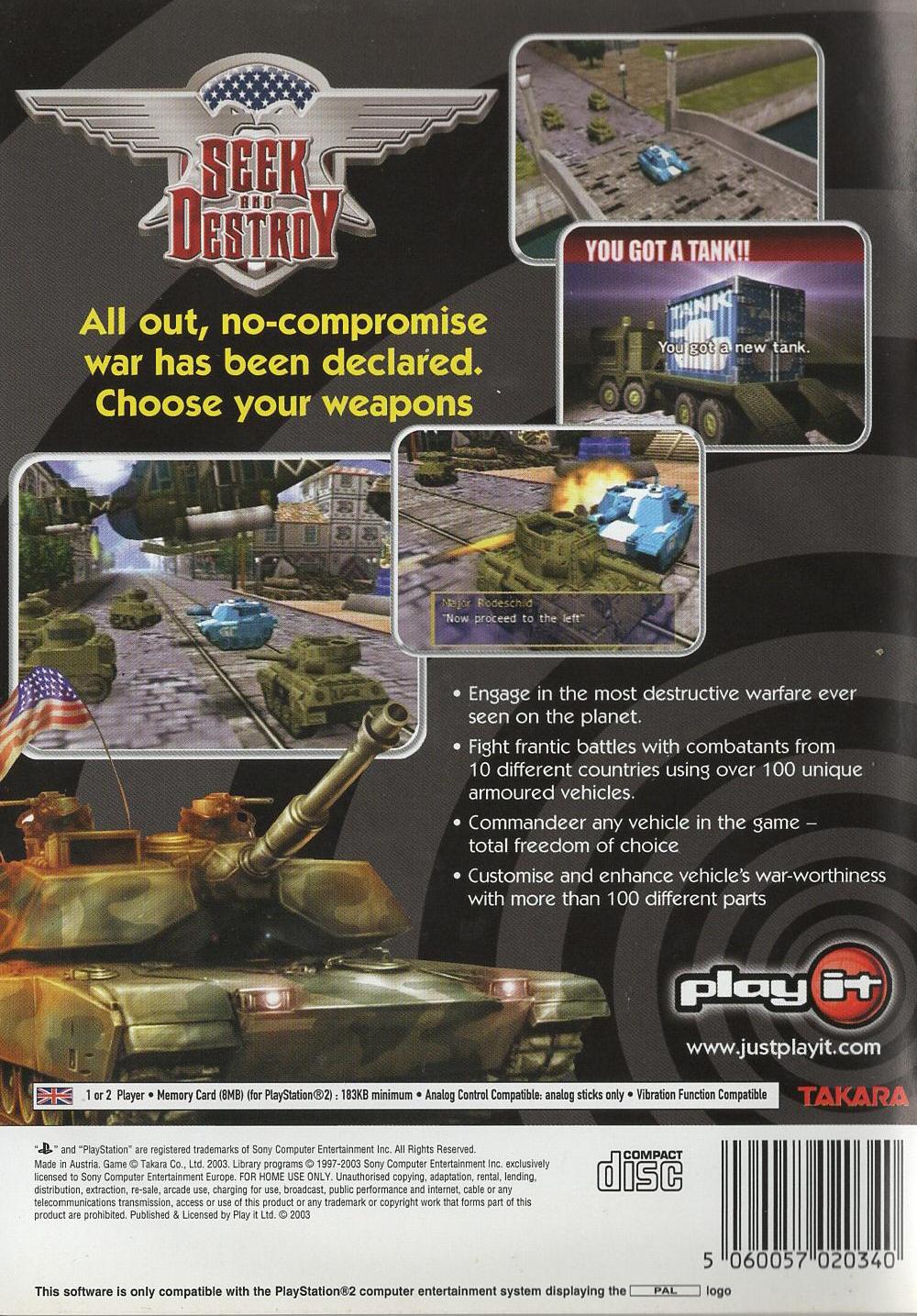Seek and Destroy - PlayStation 2 Rückseite