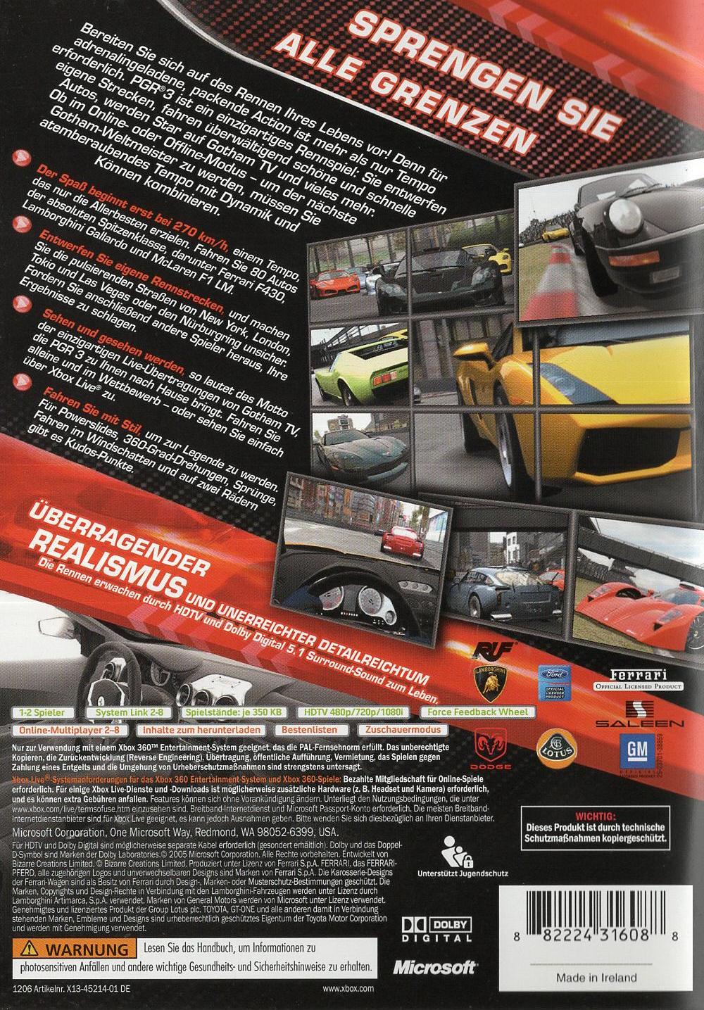Project Gotham Racing 3 - Xbox 360 Rückseite
