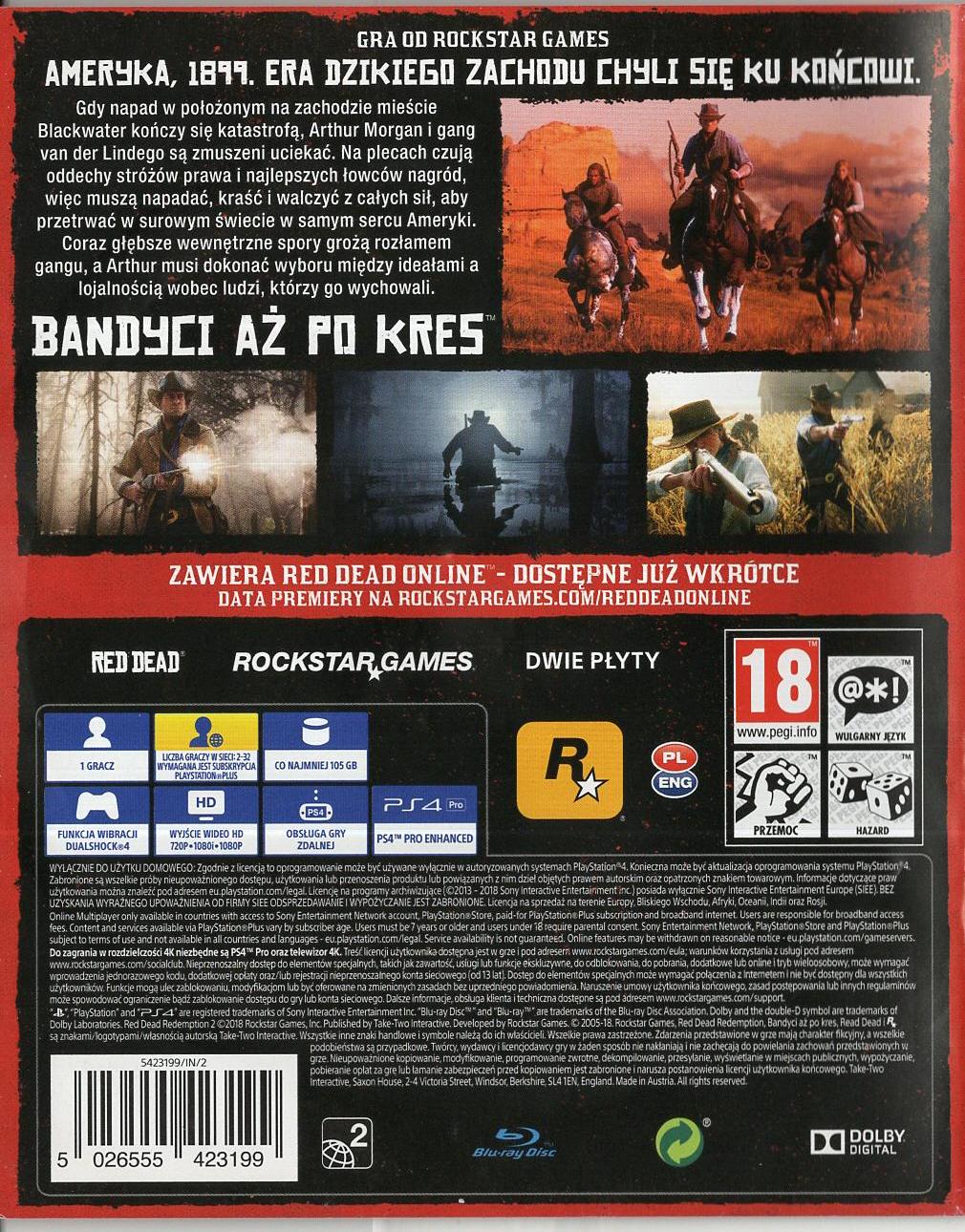 Red Dead Redemption II - PlayStation 4 Rückseite