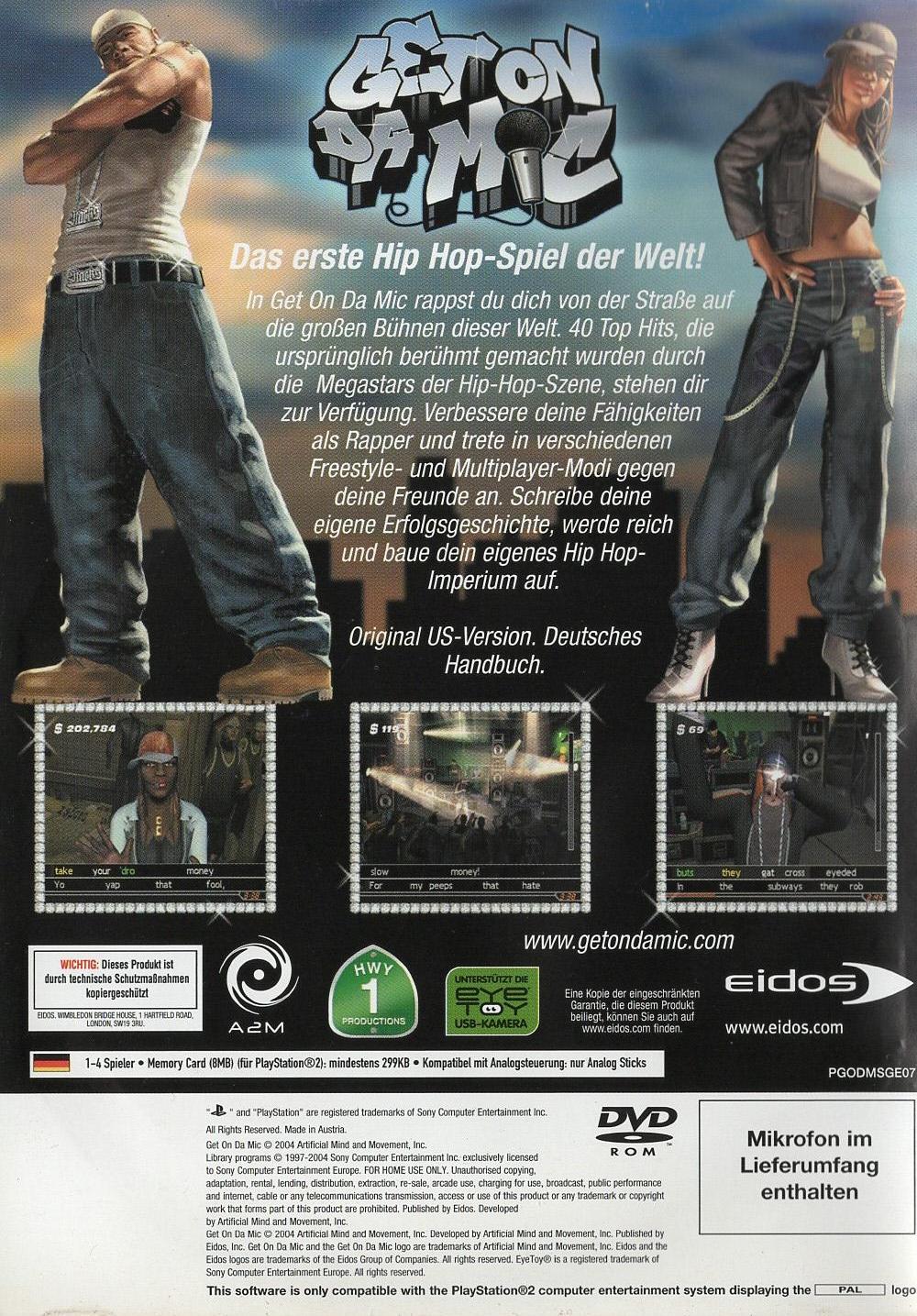 Get On Da Mic - PlayStation 2 Rückseite