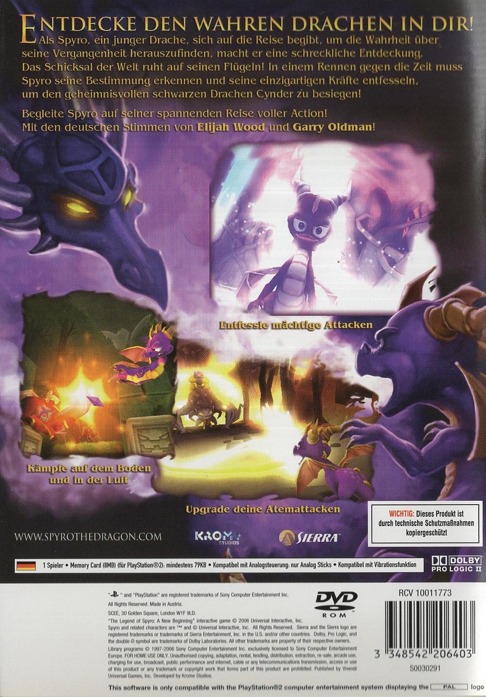 The Legend of Spyro: A New Beginning - PlayStation 2 Rückseite