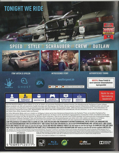 Need for Speed - PlayStation 4 Rückseite